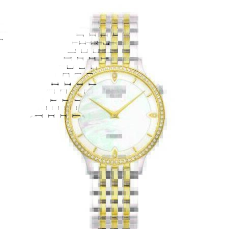 Damenarmbanduhr, bicolor mit Brillantlünette von B. Söhnle