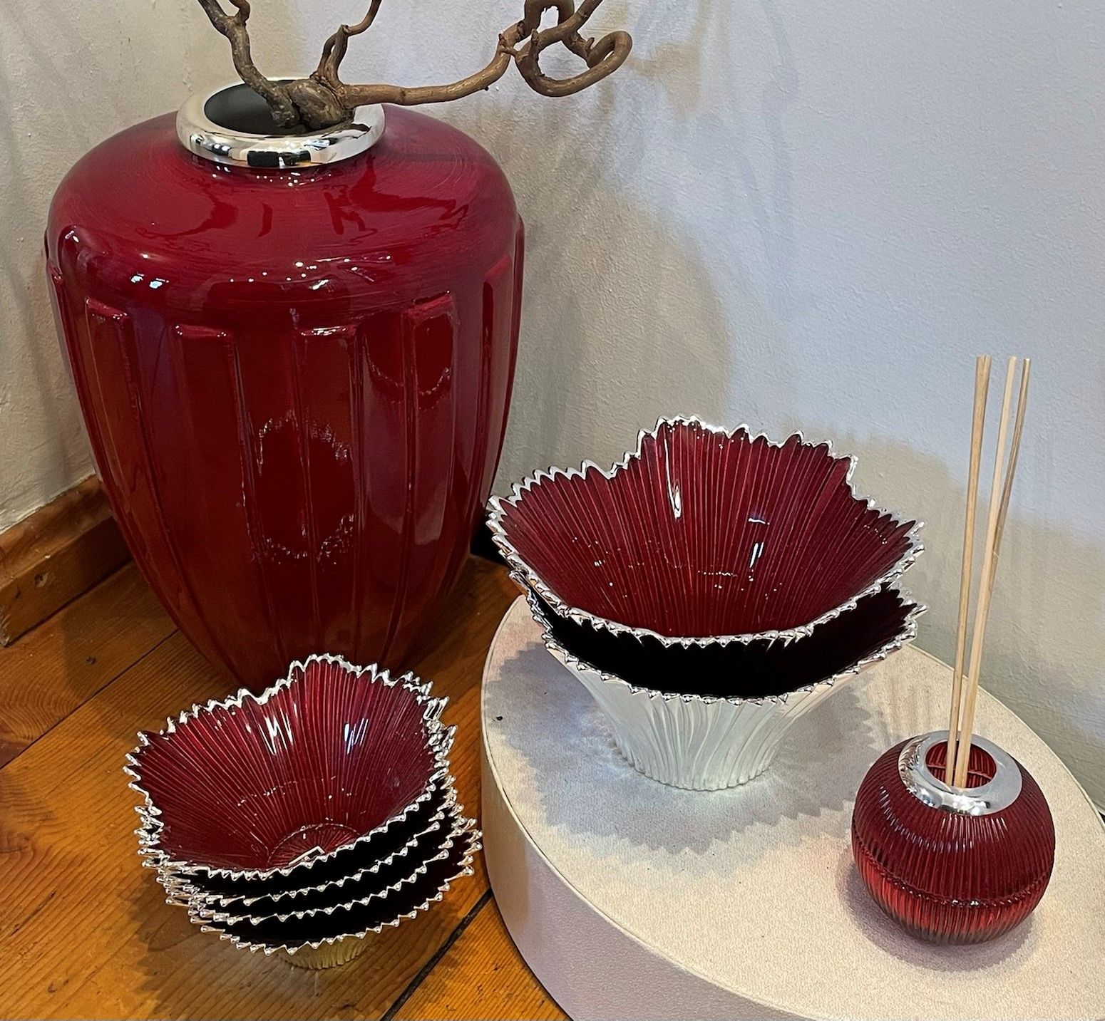 Argenesi Vase-Schalen-Diffuser rot